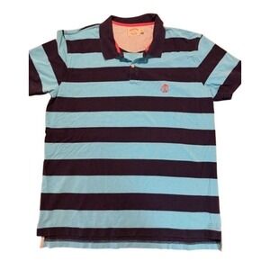 Brooks Brothers Mens XXL Polo‎ Shirt Blue Navy Striped Short Sleeve Cotton Pique